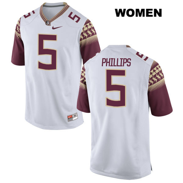 Women's NCAA Nike Florida State Seminoles #5 Da'Vante Phillips College White Stitched Authentic Football Jersey NOS8169JK